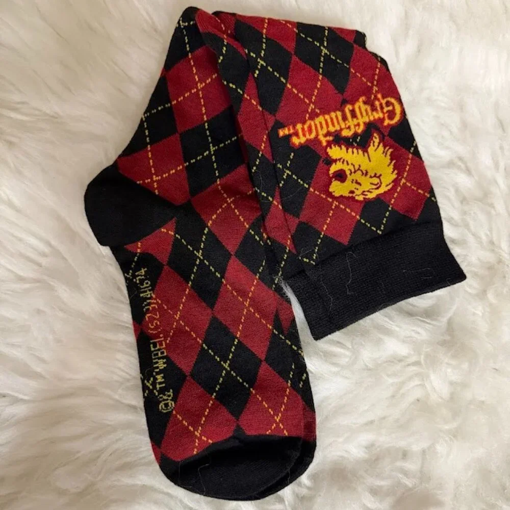 Harry Potter Gryffindor Argyle Socks Bold Red Black Wizard Style